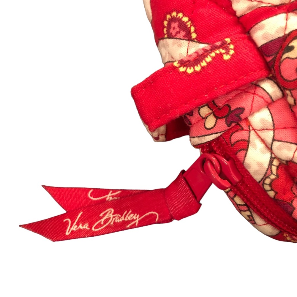 Vera Bradley Red Floral Patterned Lined Zippered Makeup Bag - Picture 8 of 10